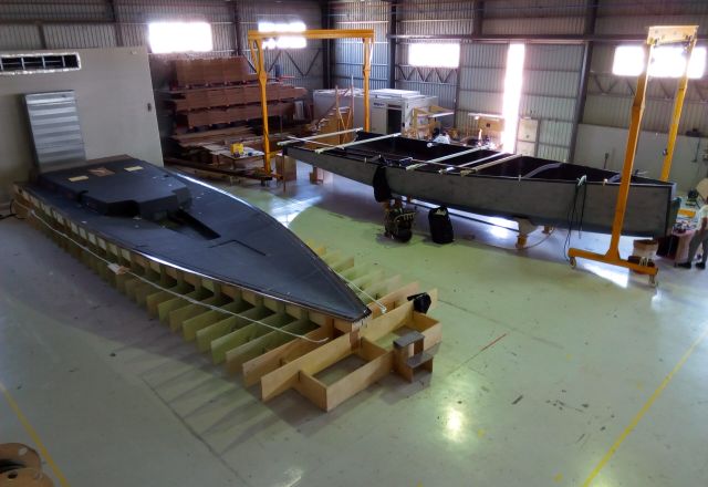 Tokaoma Deck and Hull in Trimarine's Boatyard