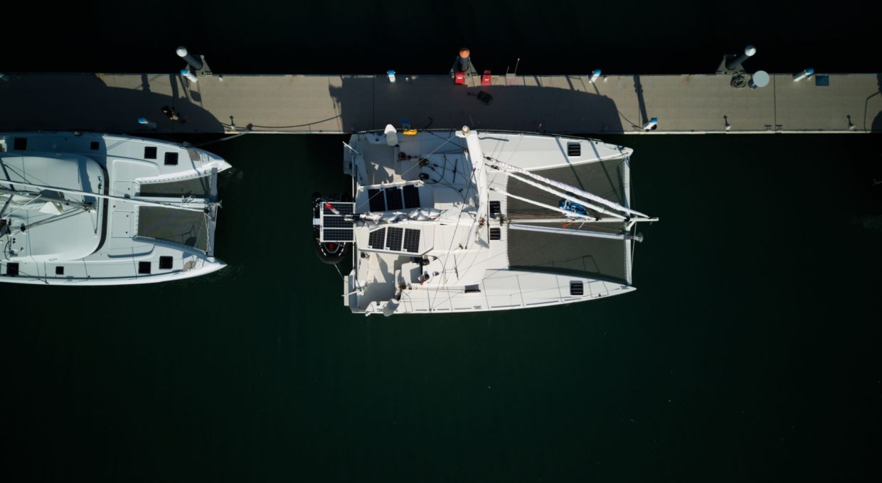 TRM43 #01 "Jehol" Top View while moored at La Grande Motte after the International Multihull Show 2026